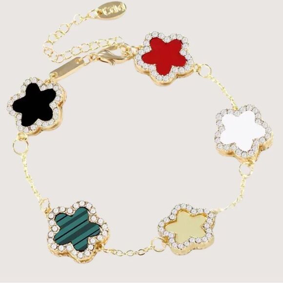 Flower Charm Bracelet S1287 - Picture 1 of 3
